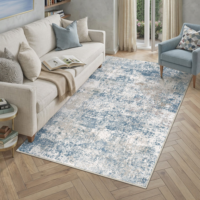 Tapis moderne lavable à la machine avec envers antidérapant Wendy, Rectangle 5 pi x 7 pi