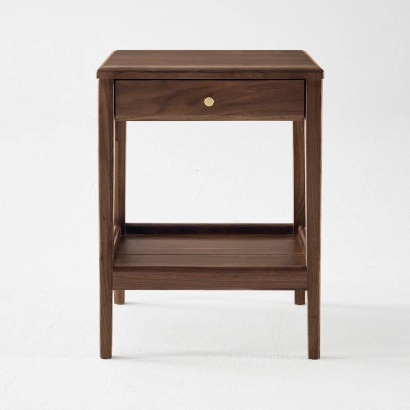 Petite table de bout en bois massif 15 po avec tiroir, Individuel, Brun noyer