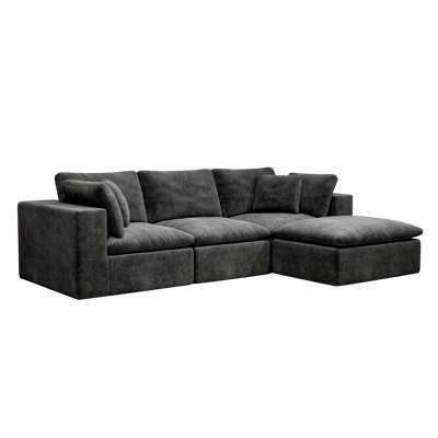 108.3" Large Modular Sectional Sofa,Convertible 3-Seater Floor Couch,No Assembly Required ,Plush Chenille Fabric With Pillows,Modern Minimalist