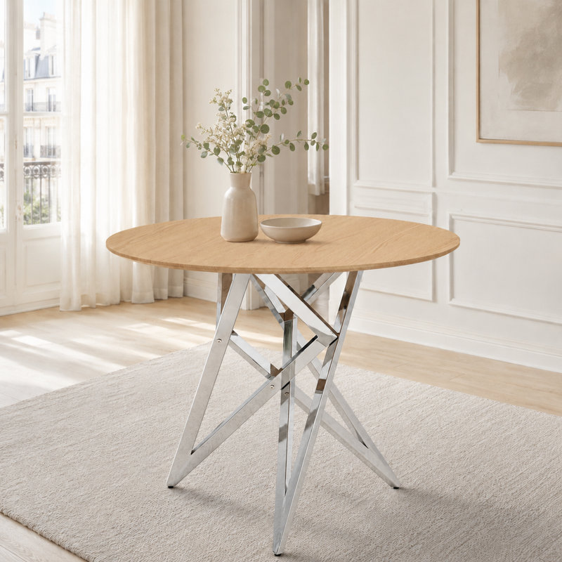 Table de salle à manger 37 po, Natural Oak+Cast Silver