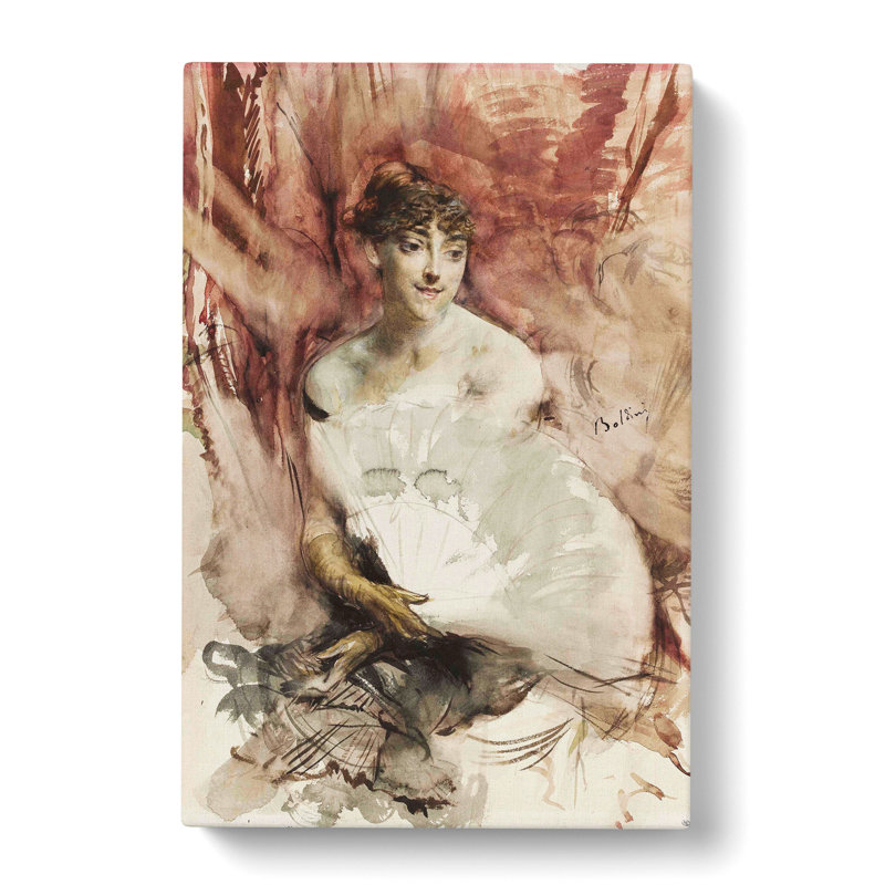 Woman with a Fan by Giovanni Boldini - Wrapped Canvas, 50cm H x 35cm W x 3cm D