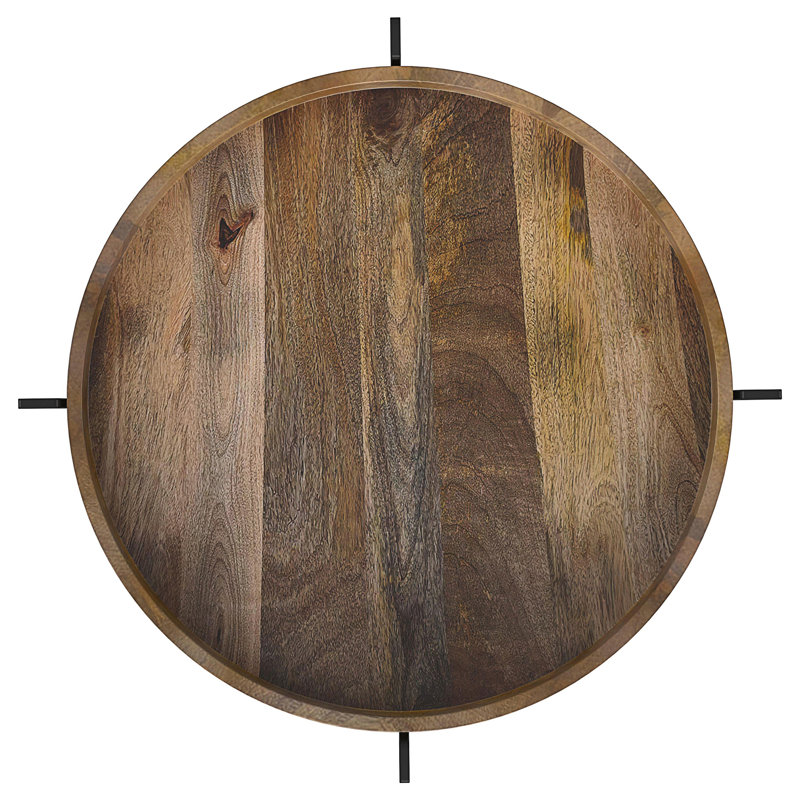 Table de bout ronde noire et naturelle Cowper (table incluse seulement)