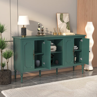 Armoire vintage à quatre portes 59 pouces avec tablettes ouvertes Gurbachan