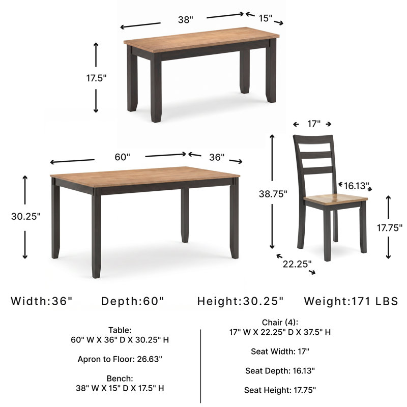 Malkin 6 - Person Four Leg Dining Set