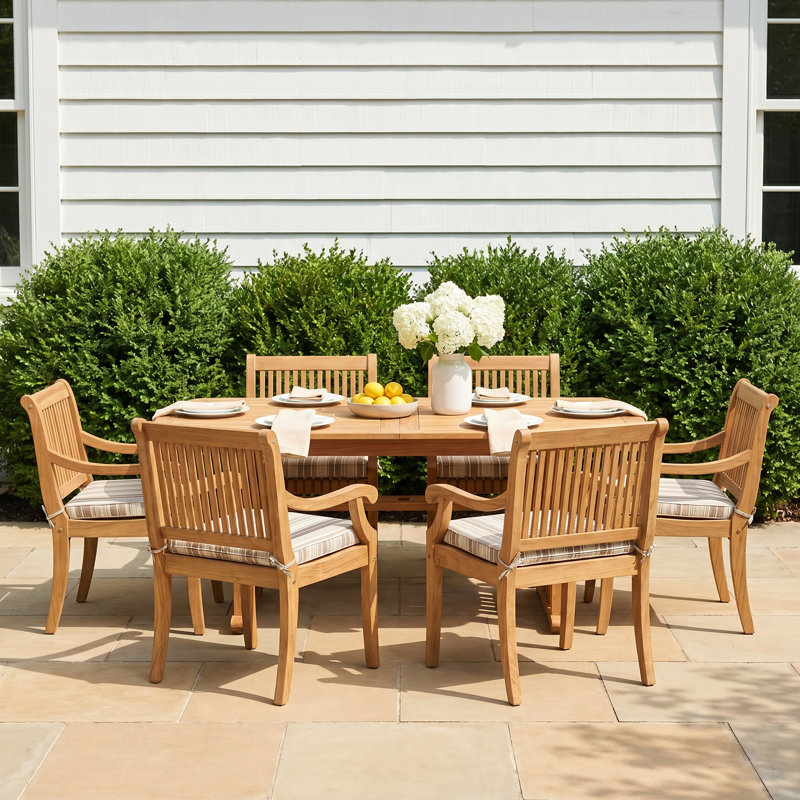 Summerton 6 - Person Extendable Teak Patio Dining Set With Cushions