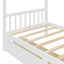 Lit simple en bois avec tiroirs, blanc