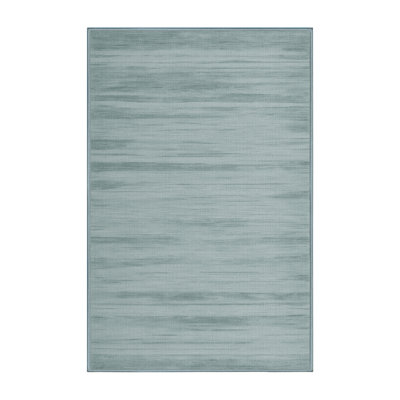 Machine Washable Solid Blue Area Rug