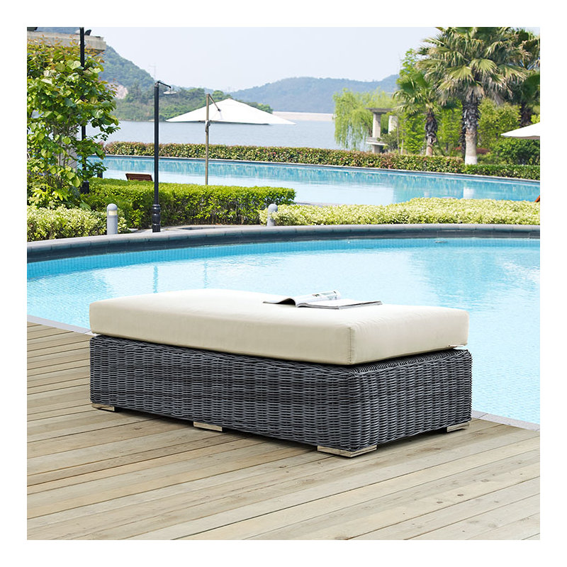 Repose-pieds d'extérieur rectangulaire Sunbrella Modway Summon, Toile Sunbrella® beige antique