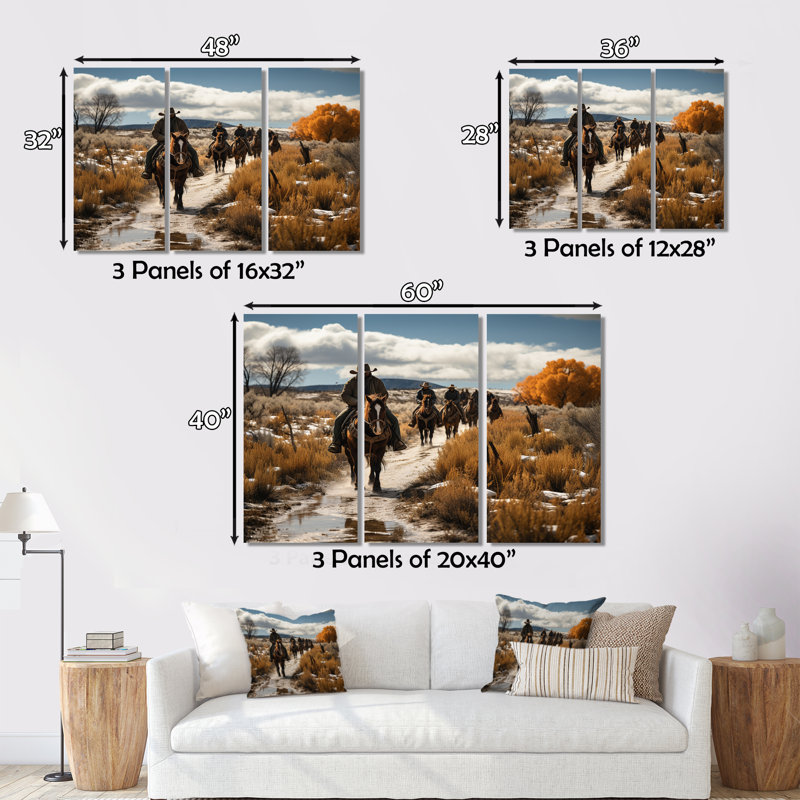 Reproduction de souvenirs sur toile, Western Western, H 28 po x l 36 po x P 1 po