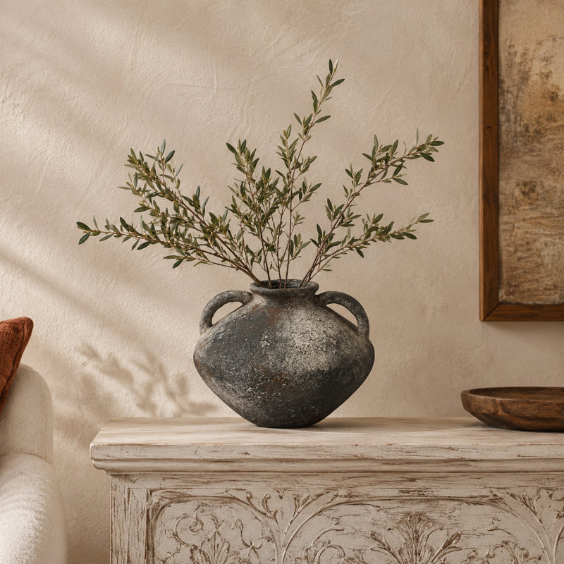 Vase décoratif gris foncé en céramique Cole and Gray, Gris