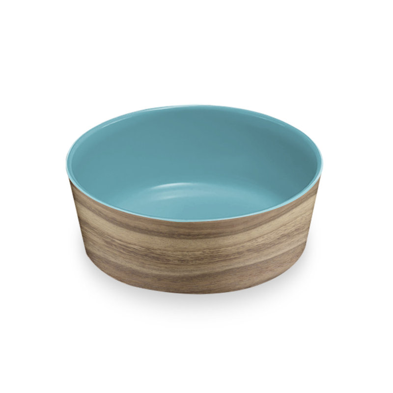 Brayton Anti-Skid Pet Bowl, Natural/Turquoise