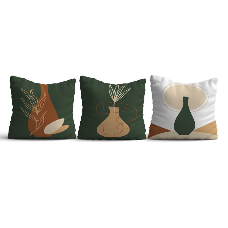 Ensemble de coussins confortables (3 pièces), 17 x 17 pouces | Rembourrage en silicone 50% coton / 50% polyester | Lavable à la machine, repassable, impression numérique | Parfait pour la décoration intérieure, les canapés et les chaises