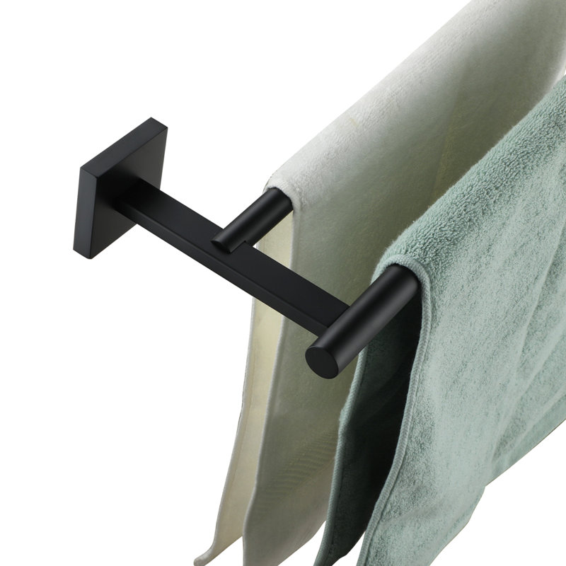 Double barre à serviettes murale 24 po, Noir mat