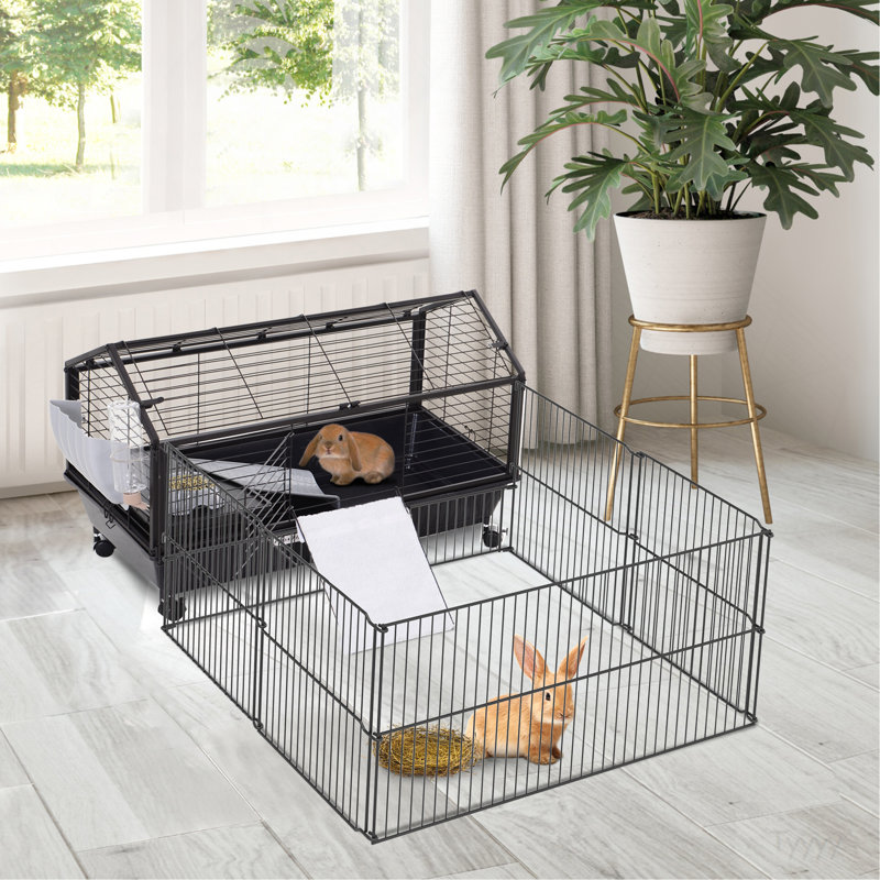 Cage pour petits animaux avec roulettes, bouteille d'eau, L 35 po