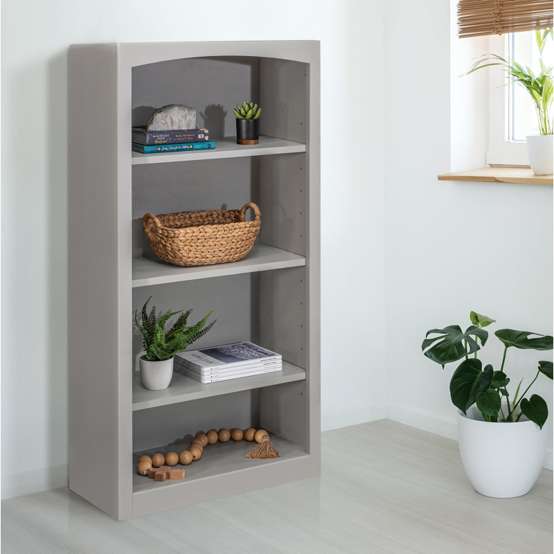 Ossy American Built Solid Wood Bookcase, (4 Shelves) 48"H x 24"W x 12"D, Storm Gray
