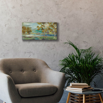  «Aspens By The Lake Yellow» par Silvia Vassileva, art mural sur toile, 24 po x 12 po