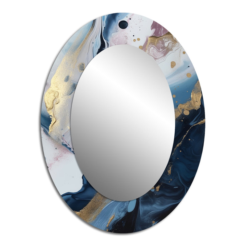 Miroir mural bleu et blanc Enigmatic Stones II - Bleu, 40 po x 30 po