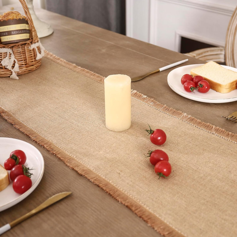 Chemin de table Boho Macrame, 60" L x 12" W, Natural/Brown