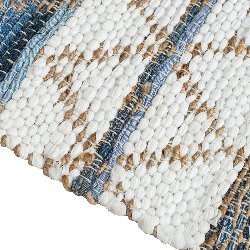 Tapis rayé bleu Hornersville, Rectangle 2 pi x 3 pi