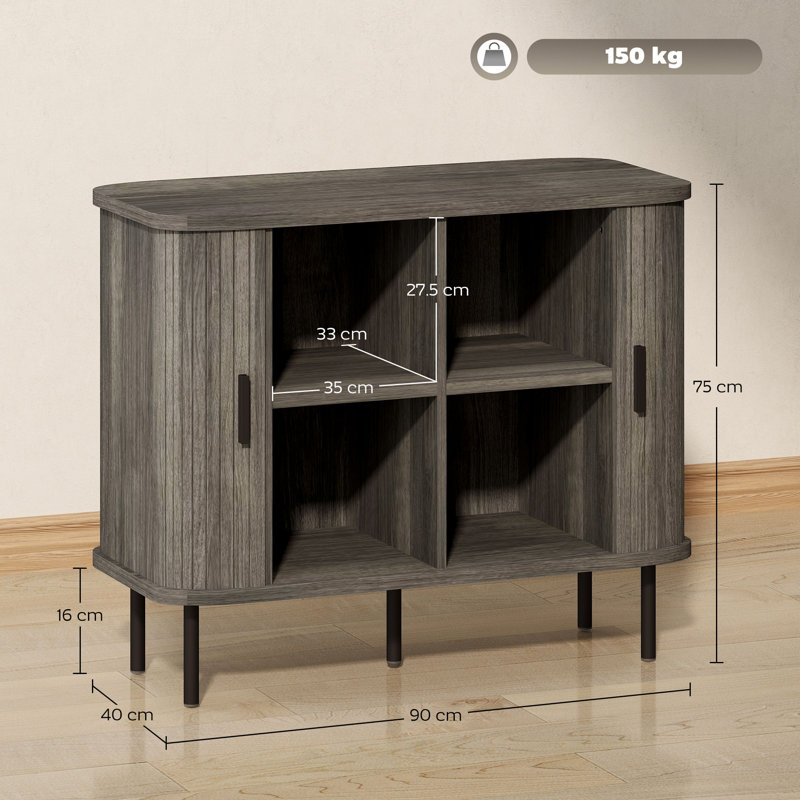 HOMCOM Mid-Century Modern Sideboard Storage Cabinet, Grey
