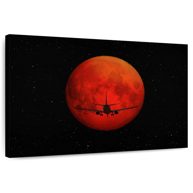 Oberle Red Dark Airplane, 24" H x 36" W