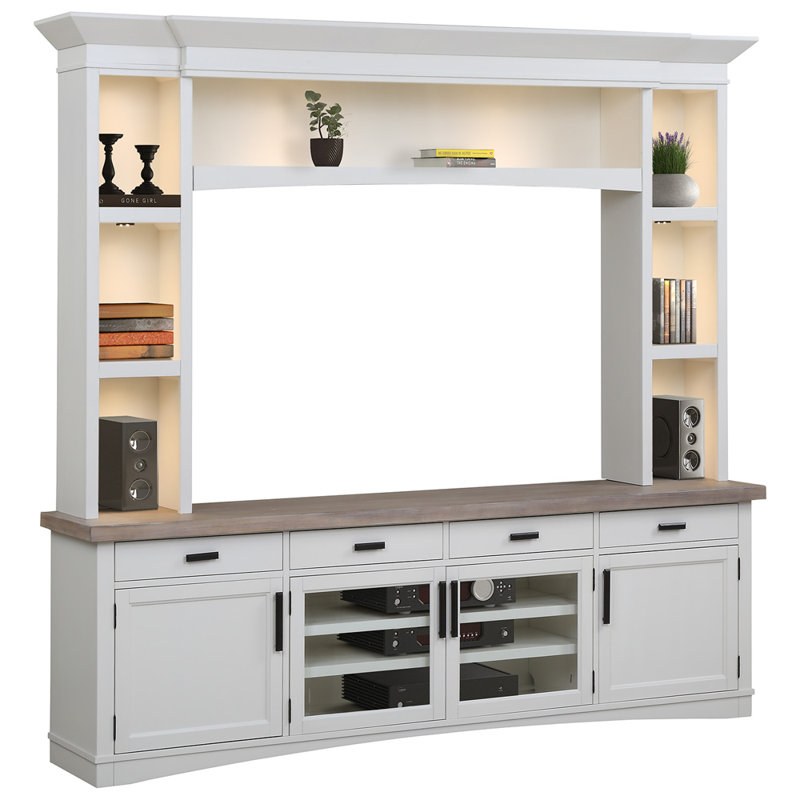 Bankhead 3-Piece Entertainment Center for TVs up to 70", Cotton and Weathered Natural