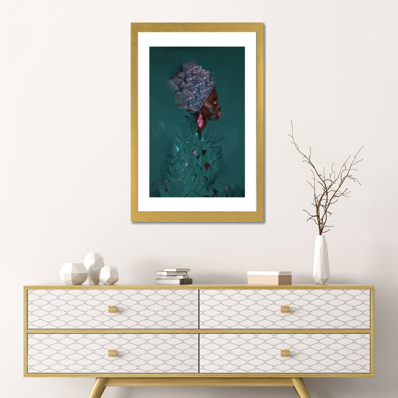 Vert par Adekunle Adeleke-reproduction d’art, Blanc, H 24 po x l 16 po x P 1 po, Papier encadré doré