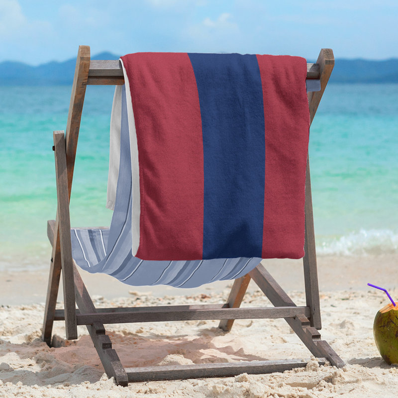 Montreal Lightweight Beach Towel, Red/Blue/Red, Poly/Cotton