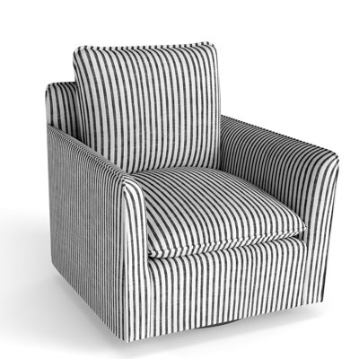 29.7" Wide Modern Soft Stripe Upholstered Swivel Barrel Chair With Removable Cushion