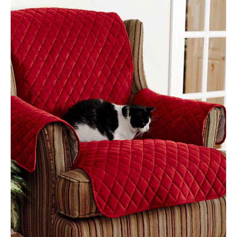 Housse pour causeuse à coussin en T, Rouge, L 111 po