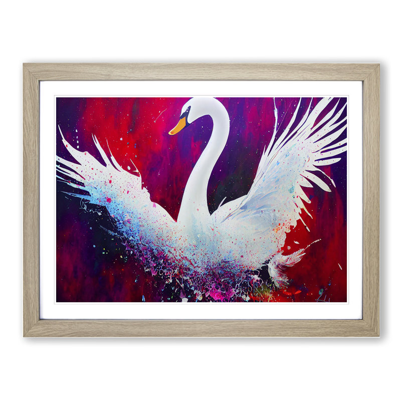 Swan Splash Vol.3 Abstract - Single Picture Frame Print, 46cm H x 64cm W x 2cm D, Oak Framed