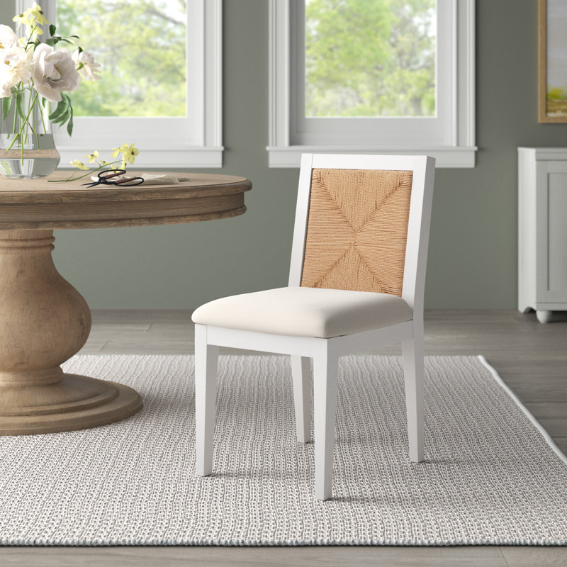 Hudgins Woven Back Side Chair, White