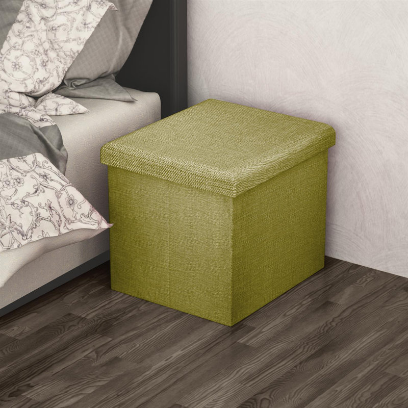 Einar 38cm Wide Square Solid Colour Ottoman with Storage, Spring Green
