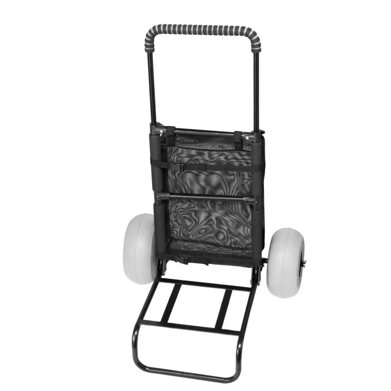 Black Steel Folding Beach Cart with Balloon Wheels