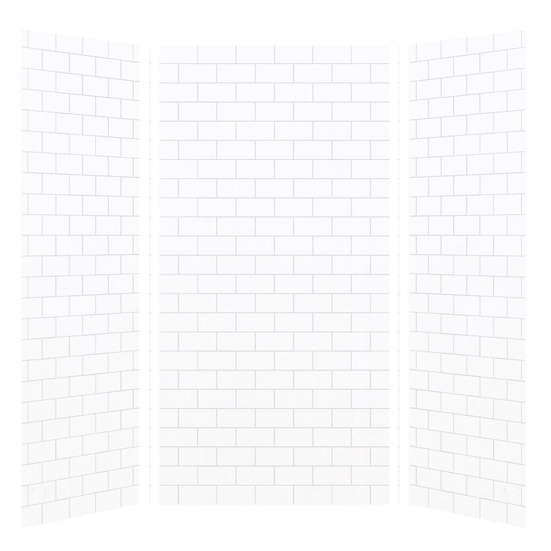 Mur de douche à trois panneaux 96 po x 48 po x 36 po Saramar, Blanc, H 96 po x l 48 po x P 36 po