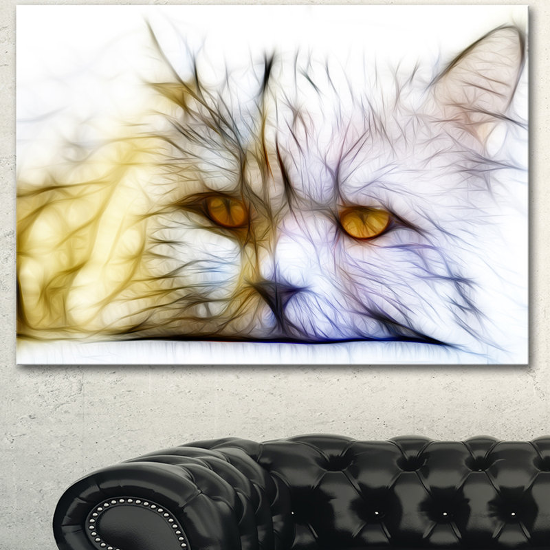 « jolie white cat », reproduction d’art sur toile tendue, H 8 po x l 12 po