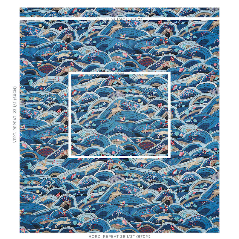 Rolling Hills Fabric, Blue