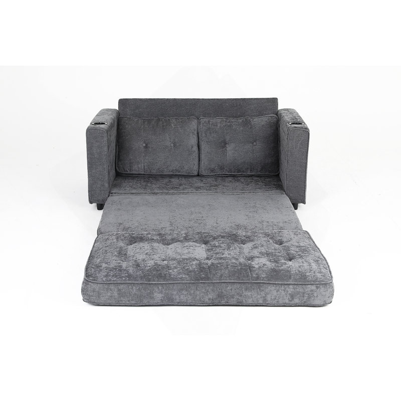 Canapé-lit convertible en tissu de velours, pour les petits espaces et multi-usage dans les salons ou les bureaux, gris foncé