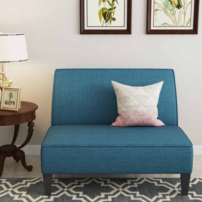 Devair Upholstered 44'' Loveseat, Blue Linen Blend