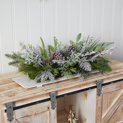 6'' Faux Evergreen Plant in Wood Planter