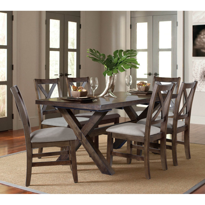 Danna Extendable Trestle Dining Set, 7 Pieces: Table, 6 Chairs