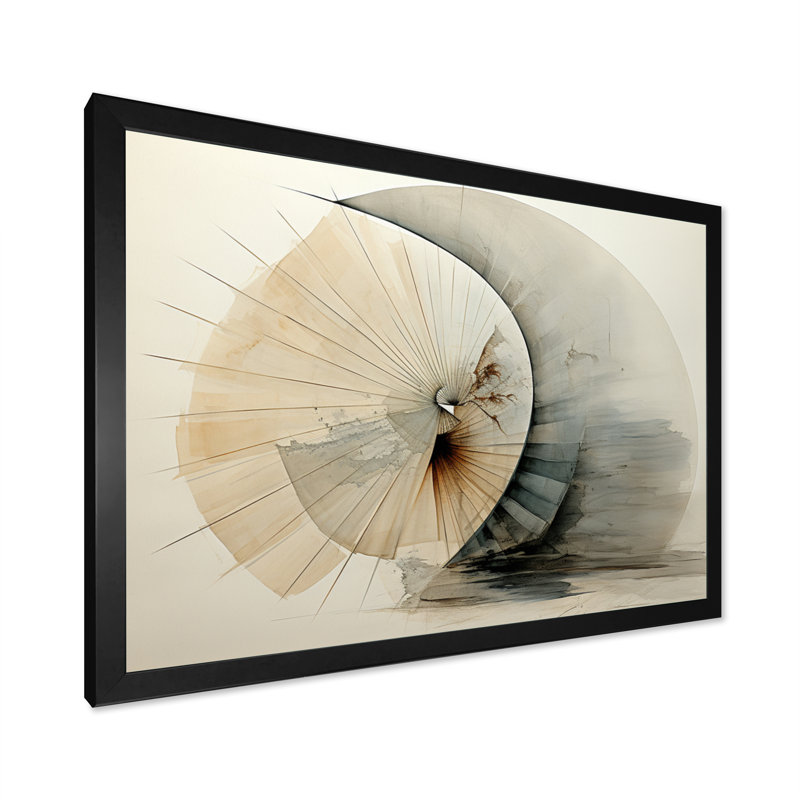 Asian Art Seashell Sumi IV, reproduction d'art sur toile, H 34 po x l 44 po x P 1,5 po, Cadre photo noir