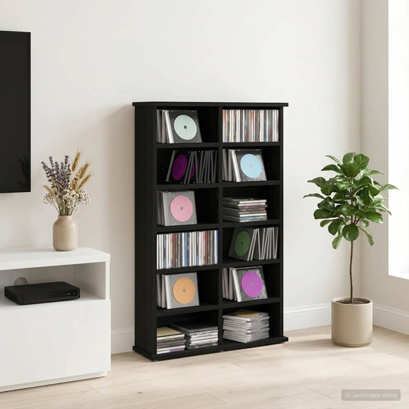 92 cm H Media Shelves, Black Oak