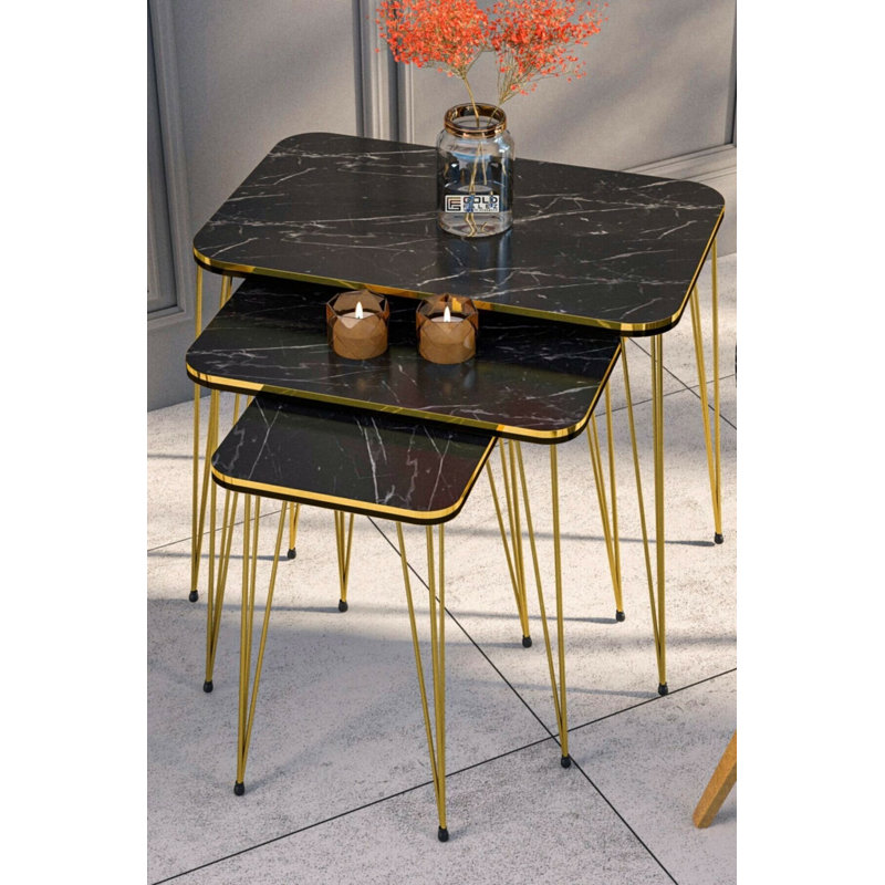 Ayleen 24cm Console Table, Black Marble