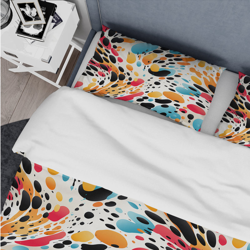 Ensemble de housse de couette multicolore Leopard Urban, Housse de couette pour très grand lit et 2 très