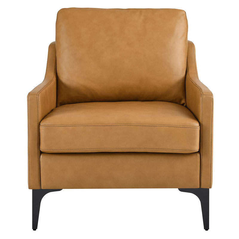 Modway Corland Leather Armchair, Tan Faux Leather