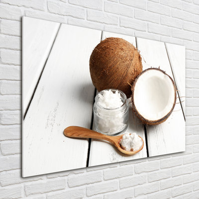 Glass Print Wall Art 100X70cm Image Printed On Glass Decorative Wall Picture Behind Toughened / Tempered Safety Real Glass For Kitchen & Living Room Theme:Coconut Oil