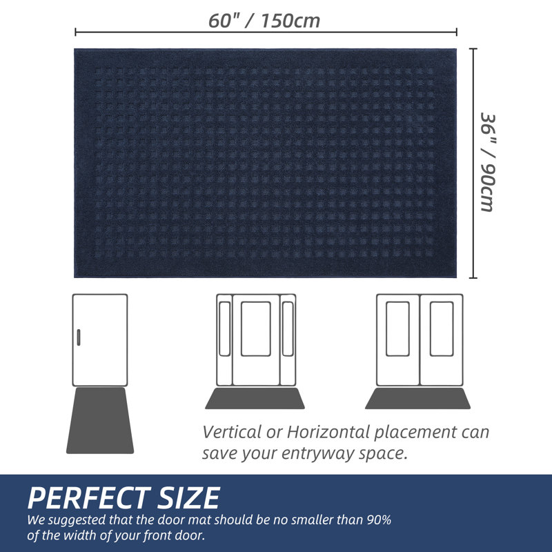 Waffle Door Mats Indoor，Super Absorbent Machine Washable Doormat with Non-Slip Backing for Wet Shoes and Dirty Paws