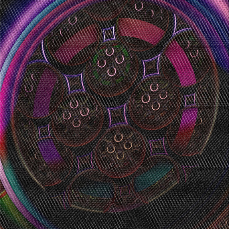 Tapis rose/noir tissé à la machine, Carré 8 pi