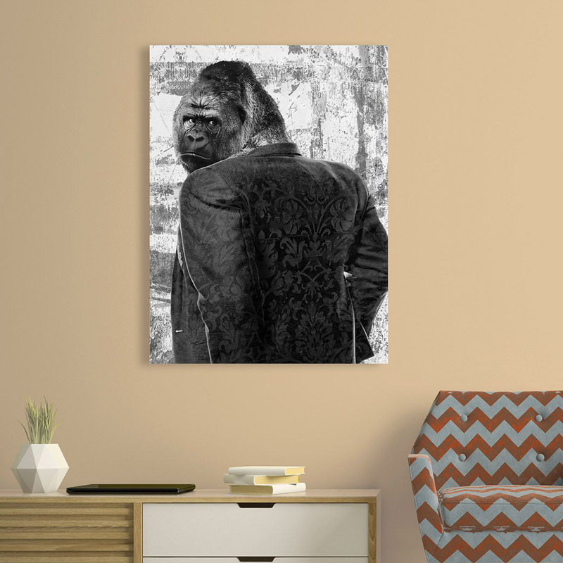 Ape In A Suit - No Frame Print on Canvas, 100cm H x 70cm W x 4cm D